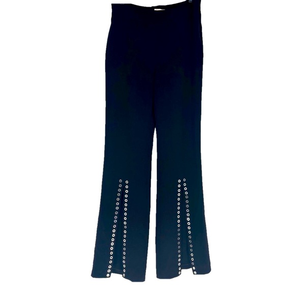 Cinq a Sept Revolve Grommet flare Viera Black pants Sz 10 open leg - Picture 2 of 10